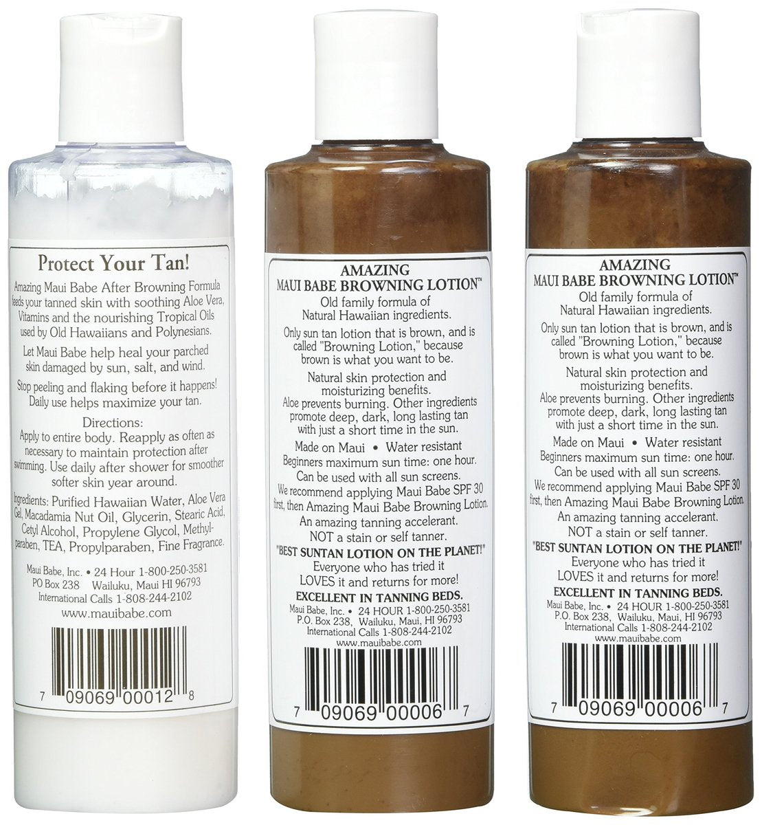 Maui Babe Tanning Pack: 2 Browning Lotions & 1 After Browning Lotion, 8 oz Each (Pack of 3) Avelisse
