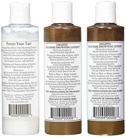 Maui Babe Tanning Pack: 2 Browning Lotions & 1 After Browning Lotion, 8 oz Each (Pack of 3) Avelisse