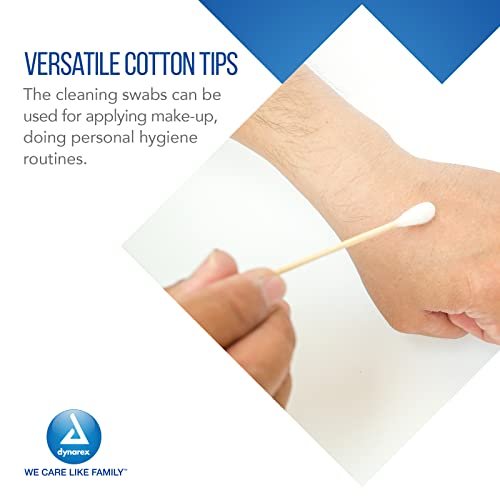 Dynarex 6-Inch Sterile Cotton Tipped Applicators - Single-Use Wooden Cotton Swabs for Wound Care, Makeup & Cleaning - 100 Individually Wrapped Pouches - görsel 10