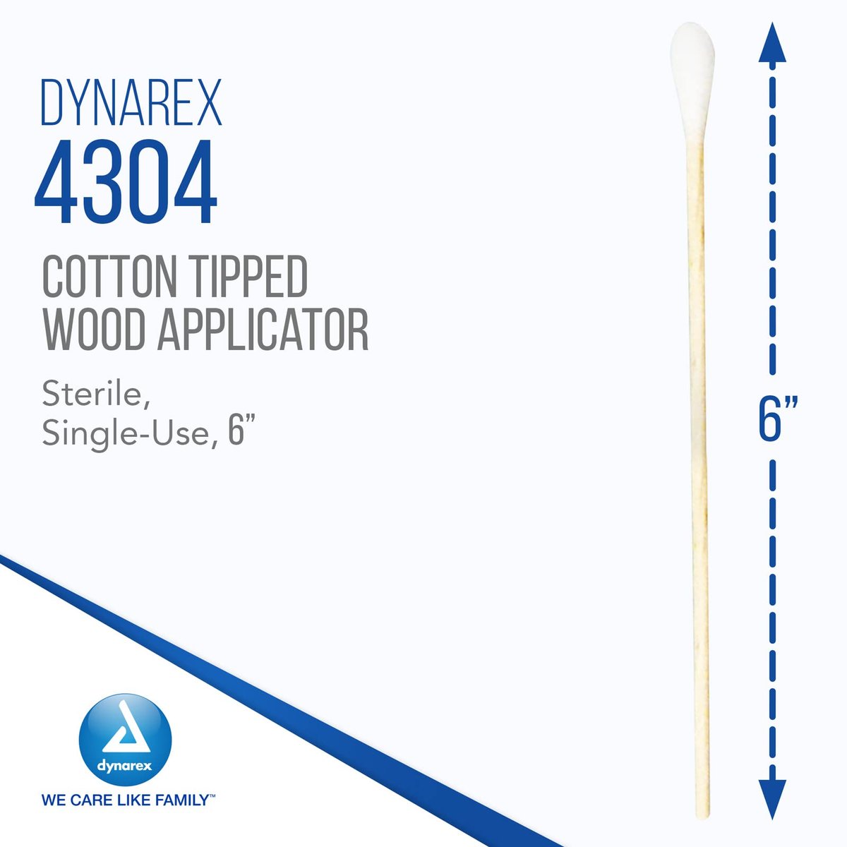 Dynarex 6-Inch Sterile Cotton Tipped Applicators - Single-Use Wooden Cotton Swabs for Wound Care, Makeup & Cleaning - 100 Individually Wrapped Pouches - görsel 3