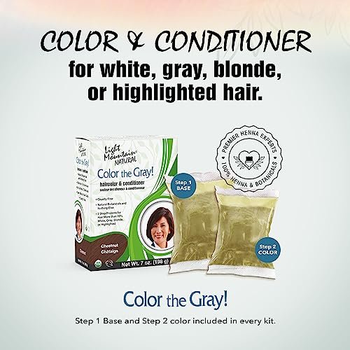 Light Mountain Henna Hair Color & Conditioner, Chestnut - Chemical-Free Semi-Permanent Hair Dye for Gray, White, Blonde, or Highlighted Hair, 7 oz - görsel 4