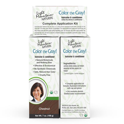Light Mountain Henna Hair Color & Conditioner, Chestnut - Chemical-Free Semi-Permanent Hair Dye for Gray, White, Blonde, or Highlighted Hair, 7 oz