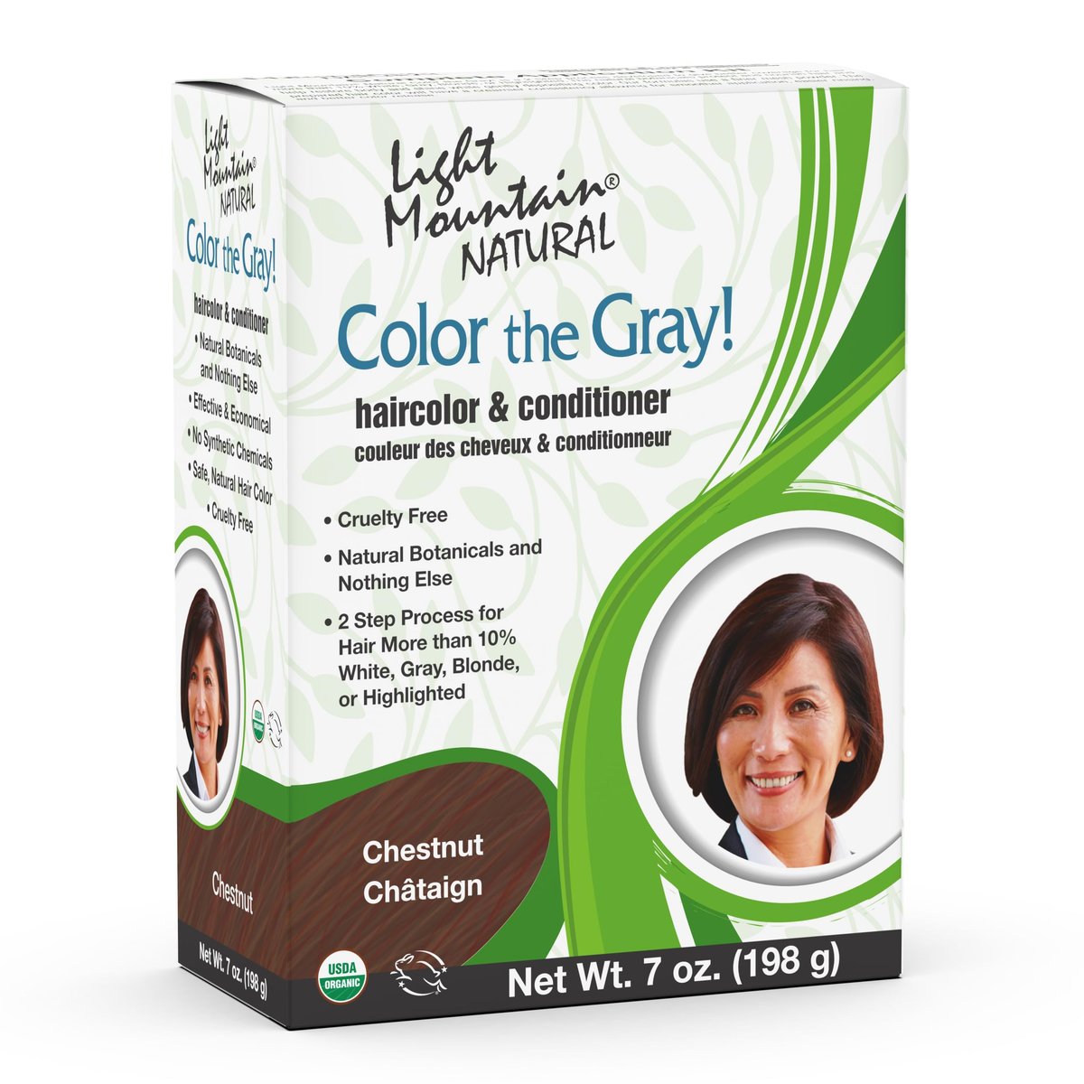 Light Mountain Henna Hair Color & Conditioner, Chestnut - Chemical-Free Semi-Permanent Hair Dye for Gray, White, Blonde, or Highlighted Hair, 7 oz - görsel 1