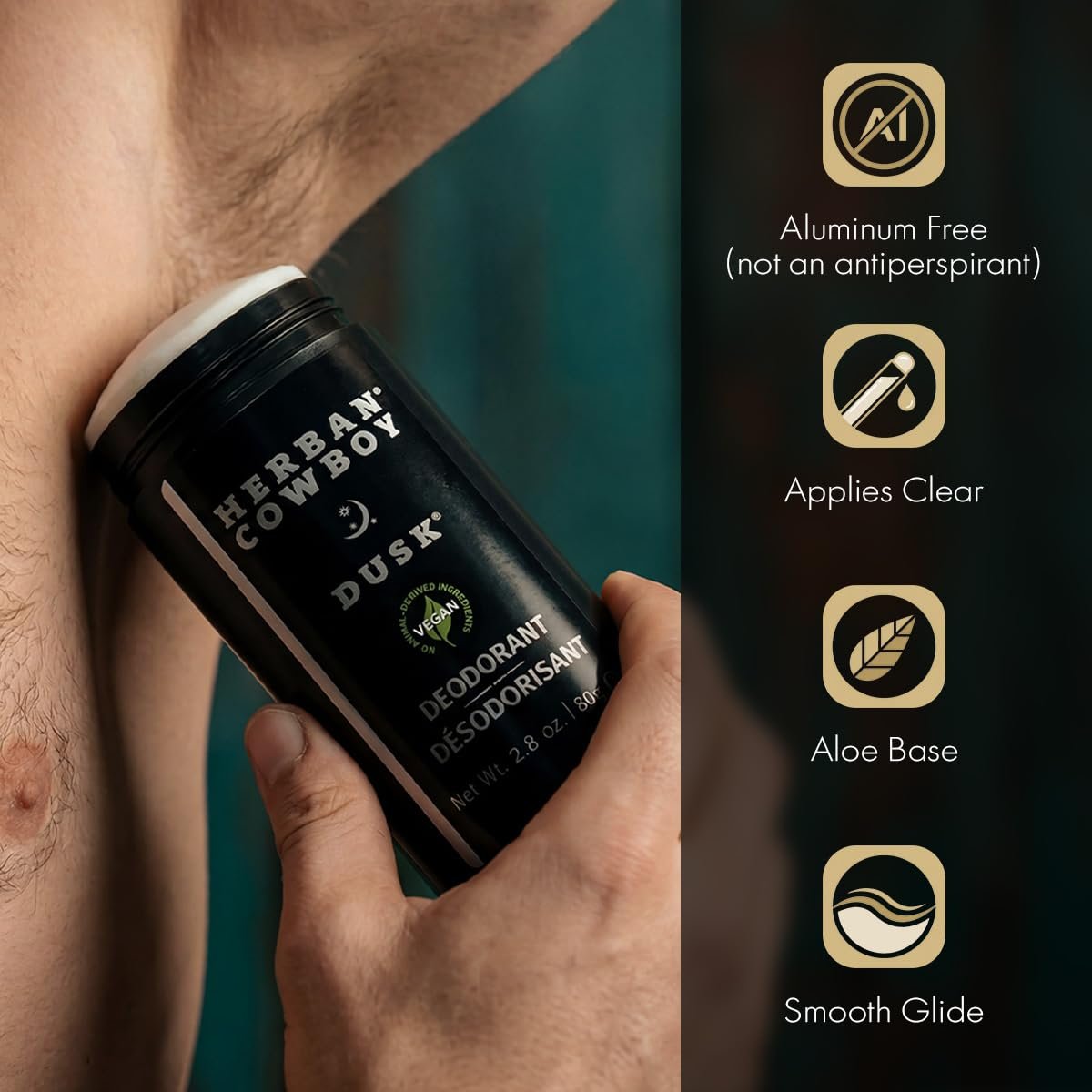 Herban Cowboy Dusk Deodorant - Aloe Infused with Cedar, Lavender, Lime & Sandalwood (2.8 oz) Avelisse