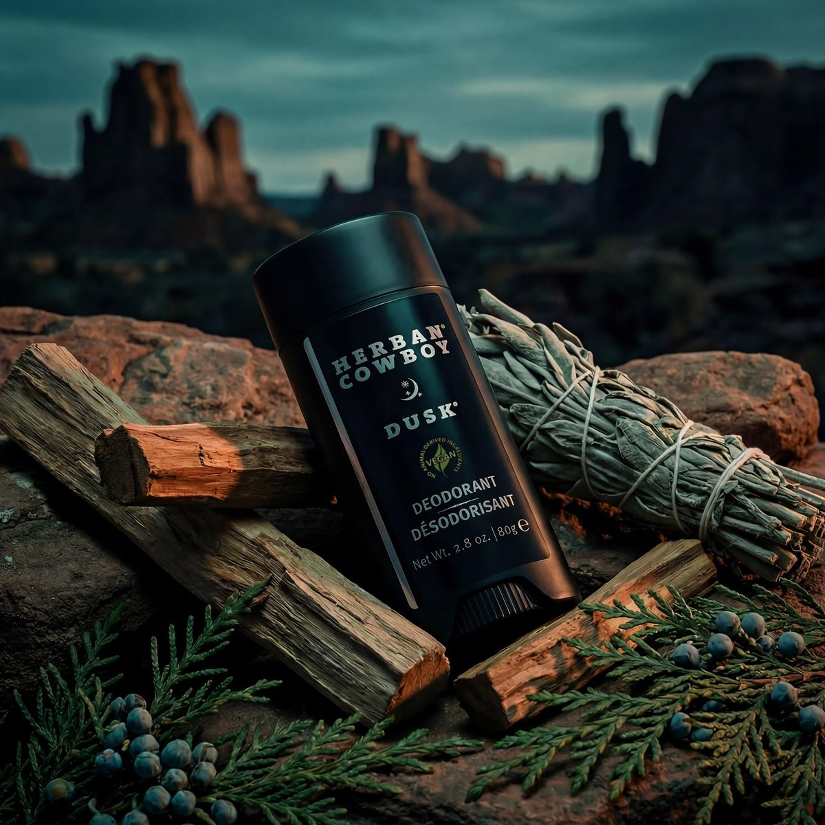 Herban Cowboy Dusk Deodorant - Aloe Infused with Cedar, Lavender, Lime & Sandalwood (2.8 oz) Avelisse