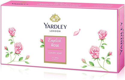 Yardley English Rose Soap 3-Bar Box: Classic Floral Scented Luxury Bath Soap
