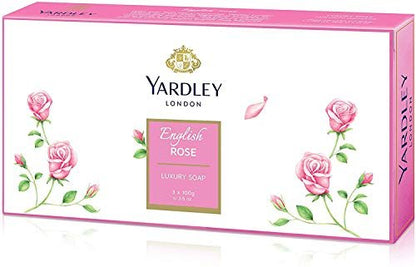 Yardley English Rose Soap 3-Bar Box: Classic Floral Scented Luxury Bath Soap
