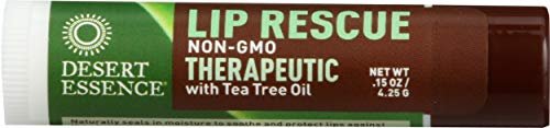 Desert Essence Lip Rescue Therapeutic with Tea Tree Oil - Antiseptic Lip Balm for Cracked Lips & Cold Sores - Moisturizing, Unscented with Vitamin E & Aloe Vera - 0.15 oz - görsel 1