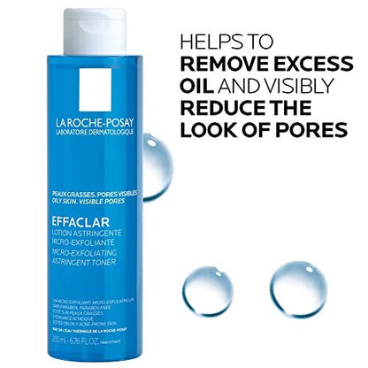La Roche-Posay Effaclar Astringent Face Toner for Oily Skin - Minimizes Pores & Smooths Texture with Exfoliating LHAs - 6.76 Fl Oz Avelisse