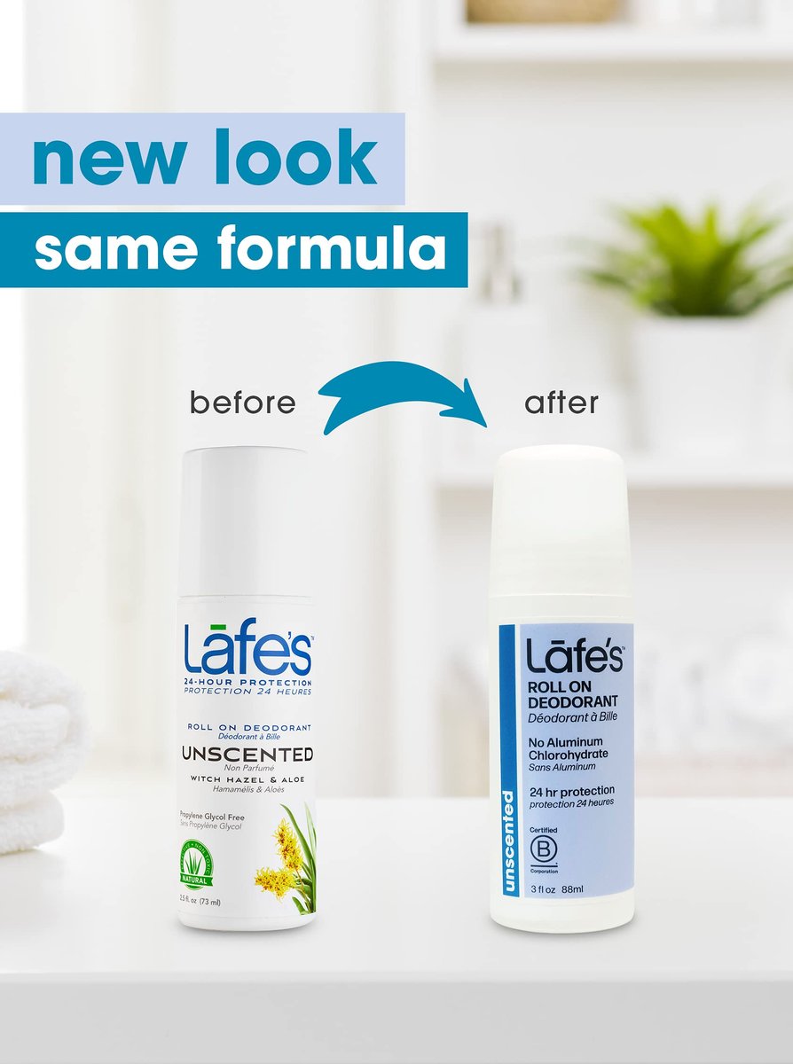 Lafe's Natural Deodorant Roll-On, 3 oz, Unscented, Aluminum Free, Paraben Free, Baking Soda Free, 24-Hour Protection - görsel 3