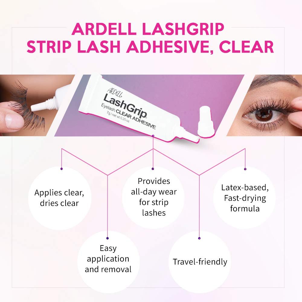 Ardell LashGrip Clear Strip Lash Adhesive - Waterproof & Long Lasting Eyelash Glue, Latex-Based, 0.25 oz - görsel 3