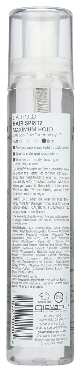 GIOVANNI L.A. Hold Hair Spritz - Maximum Hold Styling Spray, Lightweight, Sulfate-Free - 5 oz Avelisse