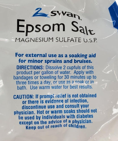 Swan Epsom Salt - 16 oz Premium Bath Salt for Muscle Relief and Relaxation