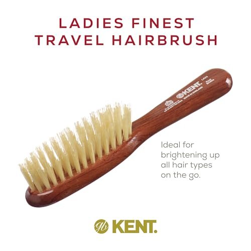 Kent LR23 Finest Ladies Narrow Style Hair Brush - Danta Wood, Pure White Bristle - Handbag Sized for Short to Medium Hair, Made in England - görsel 8