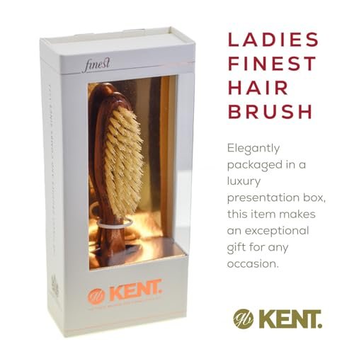 Kent LR23 Finest Ladies Narrow Style Hair Brush - Danta Wood, Pure White Bristle - Handbag Sized for Short to Medium Hair, Made in England - görsel 12