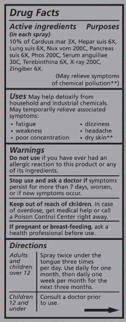 Liddell Homeopathic Chemical Detox Spray – 1 Fl Oz Natural Detox Support