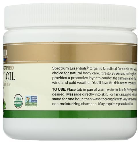 Spectrum Essentials Organic Virgin Coconut Oil, Unrefined, 15 oz - görsel 14