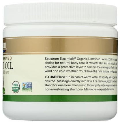 Spectrum Essentials Organic Virgin Coconut Oil, Unrefined, 15 oz