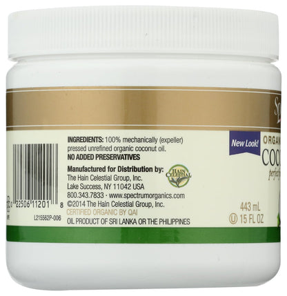 Spectrum Essentials Organic Virgin Coconut Oil, Unrefined, 15 oz