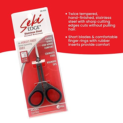 Seki Edge Stainless Steel Nostril Scissors SS-908 – Safety Grooming Scissors with Round Blunt Tips for Nose & Facial Hair, Made in Japan Avelisse