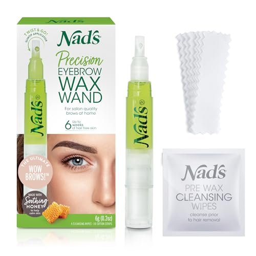 Nad's Eyebrow Shaper Wax Kit - Gentle Facial Hair Removal for Delicate Areas, 0.2 oz with Cotton Strips and Cleansing Wipes - görsel 2