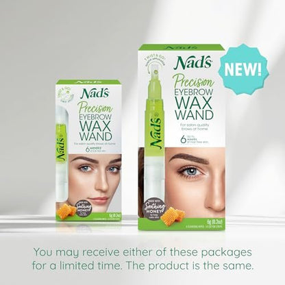 Nad's Eyebrow Shaper Wax Kit - Gentle Facial Hair Removal for Delicate Areas, 0.2 oz with Cotton Strips and Cleansing Wipes