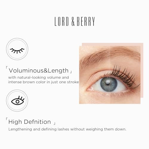 Lord & Berry Back in Brown High Definition Mascara - Water Resistant Intense Brown Mascara - 1351 Deep Brown - 0.6 oz - görsel 6