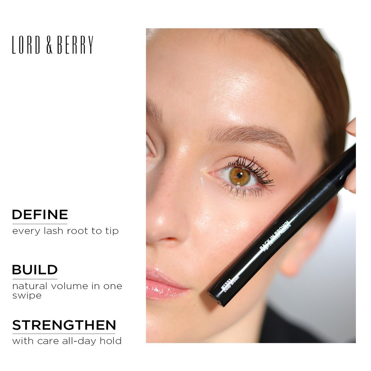 Lord & Berry Back in Brown High Definition Mascara - Water Resistant Intense Brown Mascara - 1351 Deep Brown - 0.6 oz - görsel 13