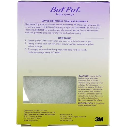 Buf-Puf Body Sponge – Gentle Exfoliating Bath Sponge for Smooth Skin, 2-Pack Avelisse