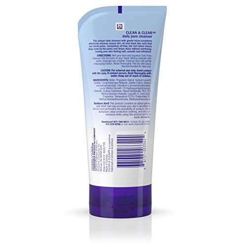 Clean & Clear Daily Pore Face Cleanser - Oil-Free Acne Face Wash for Normal, Oily & Combination Skin, 5.5 oz Avelisse