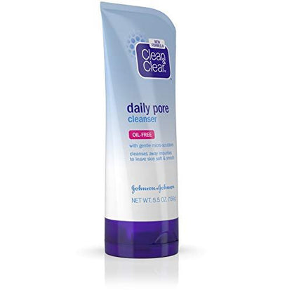 Clean & Clear Daily Pore Face Cleanser - Oil-Free Acne Face Wash for Normal, Oily & Combination Skin, 5.5 oz Avelisse