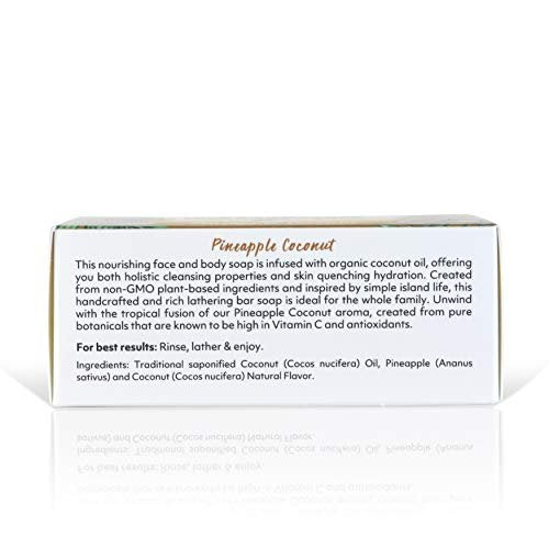 Organic Fiji Coco Fiji Soap Bar for Face and Body – Infused with Organic Coconut Oil & Pineapple Coconut Essential Oil – Natural Moisturizing & Pore Purifying Soap, 7 oz, Pack of 2 - görsel 4