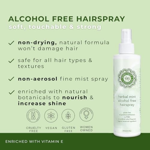 Honeybee Gardens Alcohol-Free Hair Spray, Herbal Mint, Non-Aerosol Strong Hold, 8.5 fl oz Avelisse