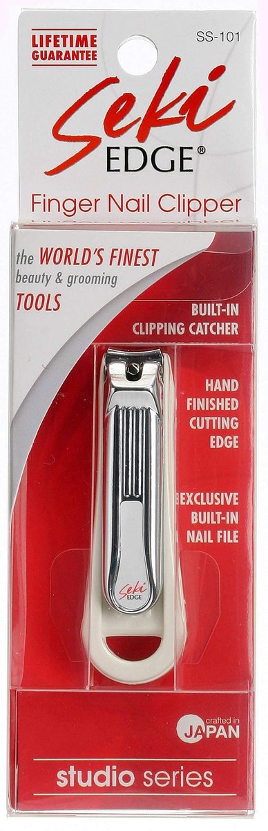 Seki Edge Deluxe Fingernail Clipper with Nail Catcher & Built-in File (SS-101) - Silver, Alloy Steel Avelisse