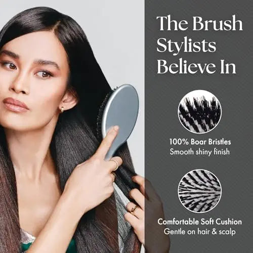 Olivia Garden Ceramic + Ion Supreme Paddle Hair Brush - Professional Boar Bristle Brush for Frizz-Free Results, All Hair Lengths Avelisse