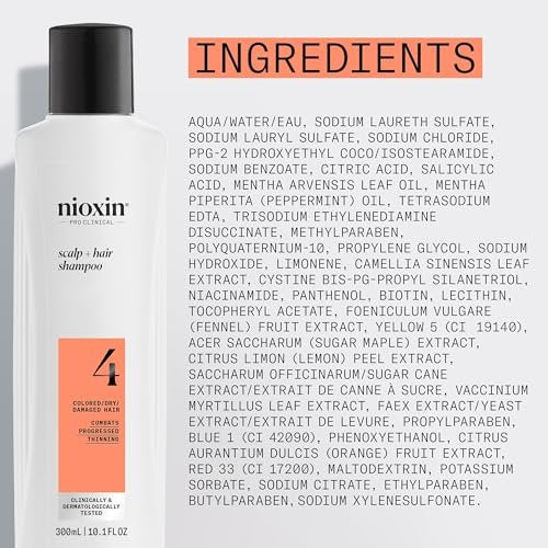 Nioxin System 4 Scalp + Hair Shampoo for Colored or Damaged Hair with Progressed Thinning - 10 Fl Oz - görsel 16