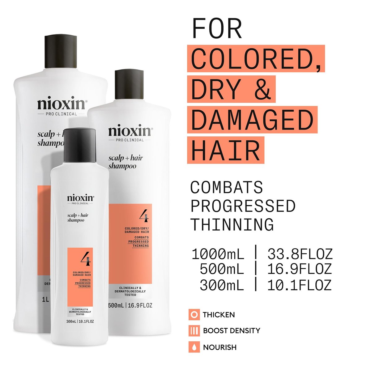 Nioxin System 4 Scalp + Hair Shampoo for Colored or Damaged Hair with Progressed Thinning - 10 Fl Oz - görsel 5