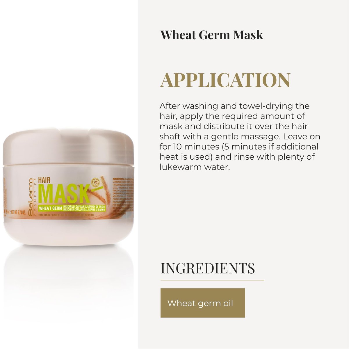 SALERM Nourishing Hair Mask with Wheat Germ – Deep Hydration for Dry & Damaged Hair, 6.74 oz Avelisse