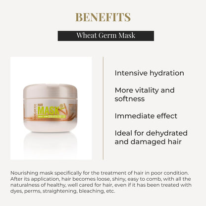 SALERM Nourishing Hair Mask with Wheat Germ – Deep Hydration for Dry & Damaged Hair, 6.74 oz Avelisse