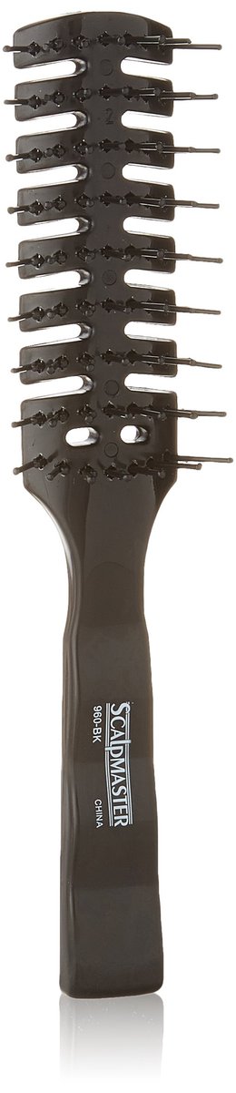 Scalpmaster 7 Rows Vent Hair Stylist Brush - Black - Professional Vent Brush for Blow Drying, Fine, Curly, Thick & Wavy Hair - görsel 1