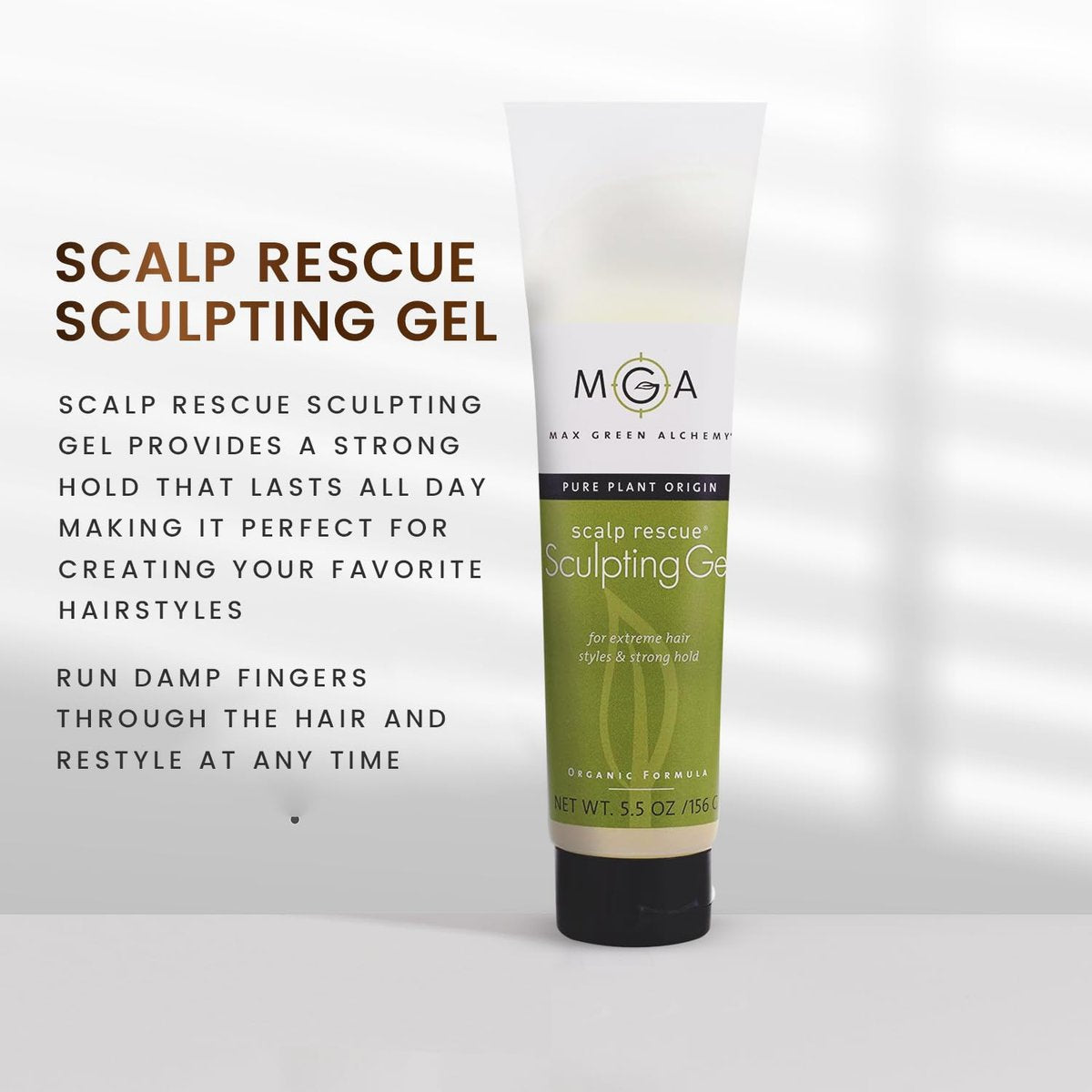 Max Green Alchemy MGA Vegan Sculpting Hair Gel Tube – Extreme Styling Hair Gel for Women & Men | Organic Formula Provides Strong Hold & Lasting Control | Color Safe | 5.5 Ounces Avelisse