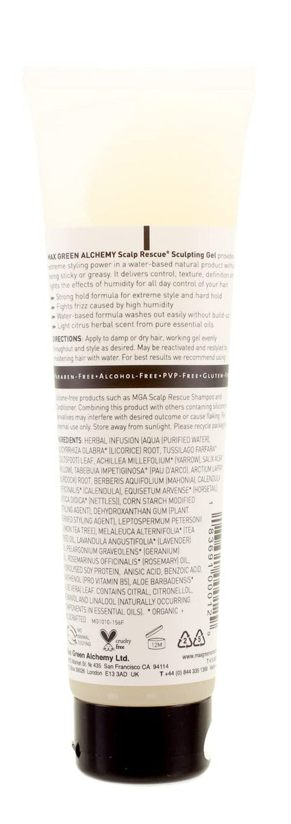 Max Green Alchemy MGA Vegan Sculpting Hair Gel Tube – Extreme Styling Hair Gel for Women & Men | Organic Formula Provides Strong Hold & Lasting Control | Color Safe | 5.5 Ounces Avelisse