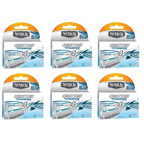 Schick Quattro Titanium Razor Blade Refills for Men - 24 Cartridges (4 Count Pack of 6) Avelisse
