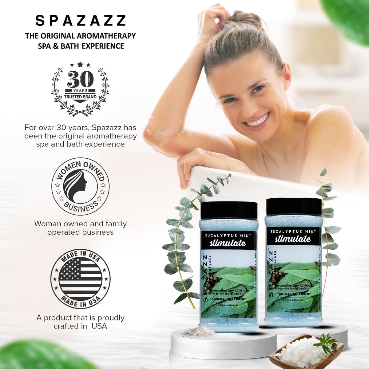 Spazazz Eucalyptus Mint Spa and Bath Crystals - 17 oz Avelisse