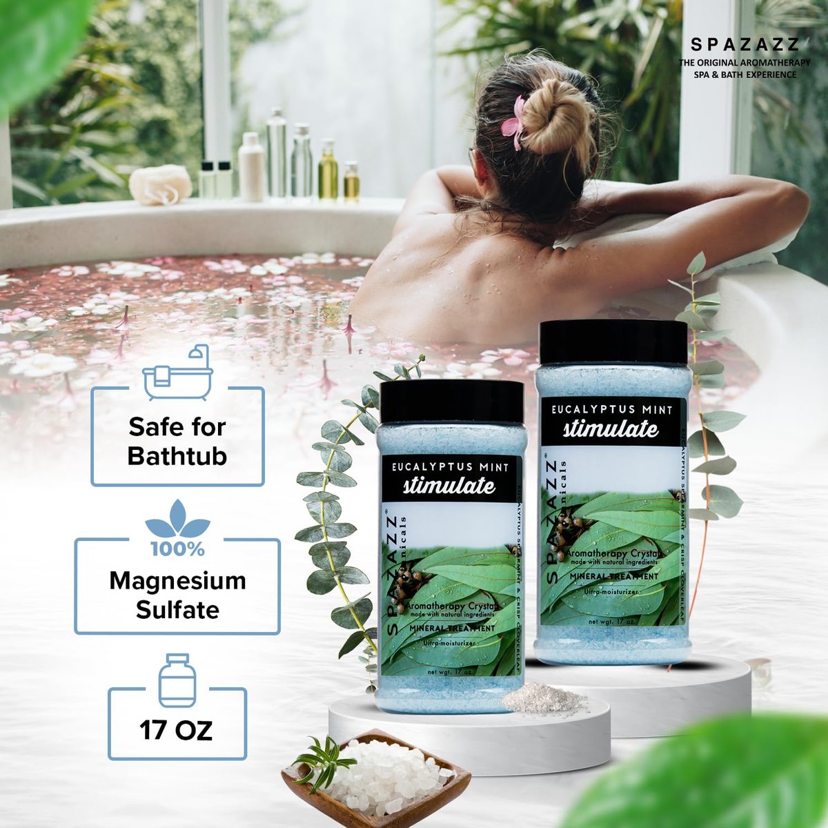 Spazazz Eucalyptus Mint Spa and Bath Crystals - 17 oz Avelisse