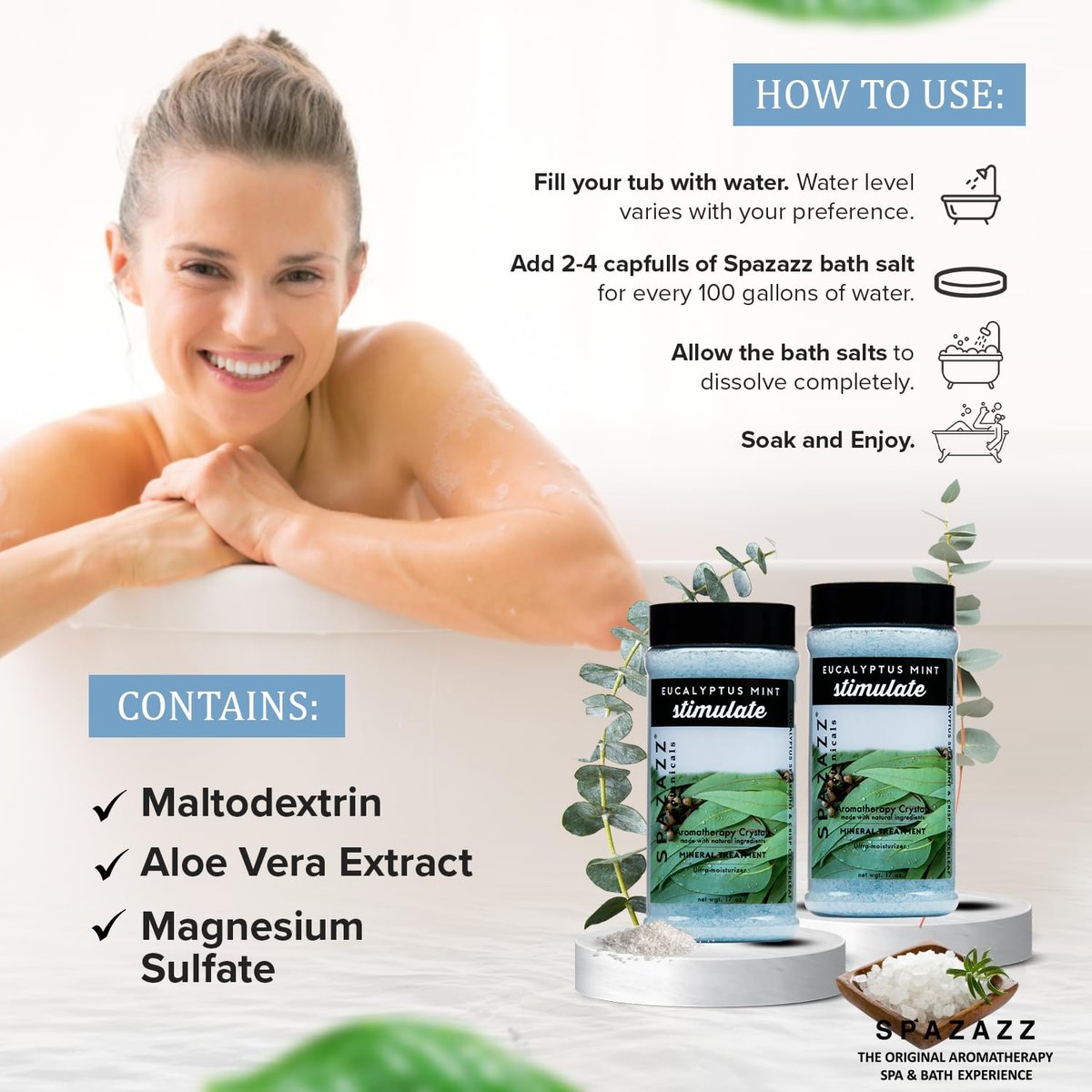 Spazazz Eucalyptus Mint Spa and Bath Crystals - 17 oz Avelisse