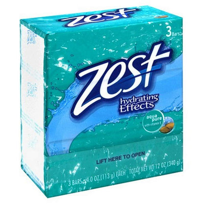 Zest Aqua Pure Soap 3-Bar Pack, 4 oz Each - Refreshing Clean Scent