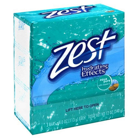 Zest Aqua Pure Soap 3-Bar Pack, 4 oz Each - Refreshing Clean Scent