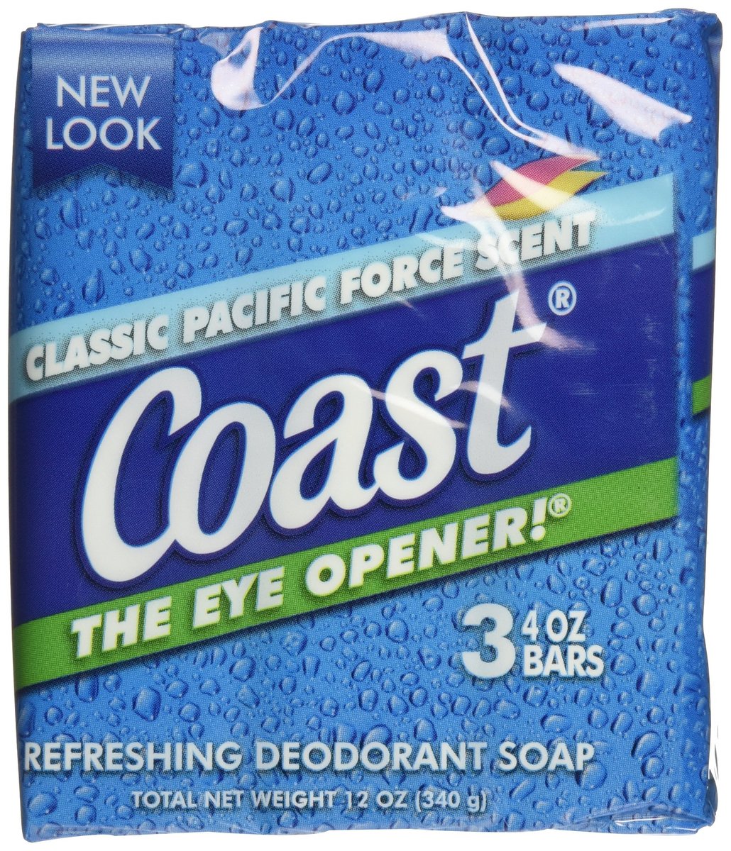 Coast Bath Bars Original Blue 3 Bar Soap, 12 oz - Classic Clean Scent - görsel 1