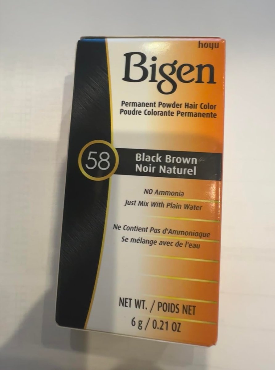 Bigen Permanent Powder Hair Color - #58 Black Brown, 0.21 oz (6 g) with Measuring Cup - Solstice - görsel 5
